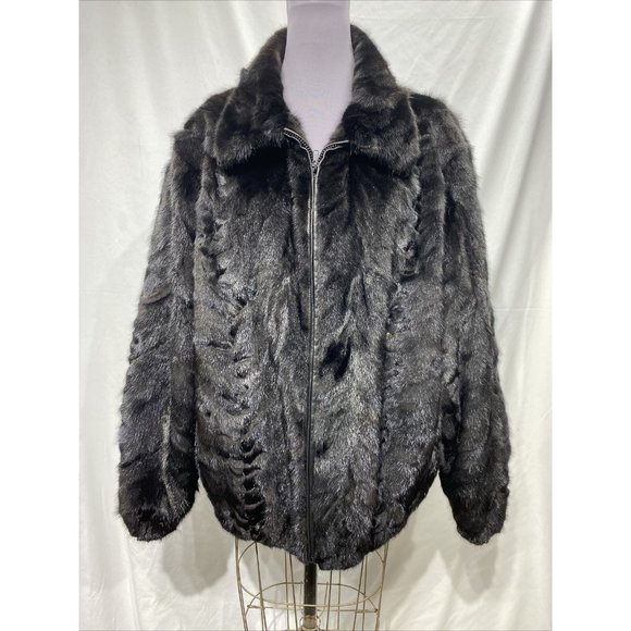 mink section black jacket bomber (399) - Picture 1 of 3
